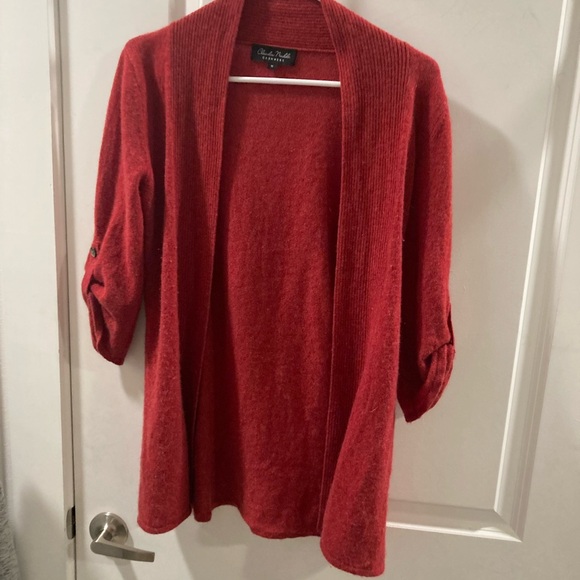 Chic Rust Cashmere Cardigan for Women - Picture 2 of 5
